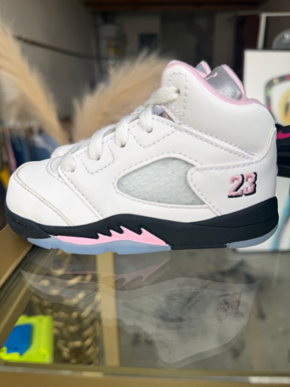 NEW Girls 5C Nike Air Jordan 5 Pink Metallic